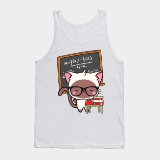 Funny White Cat is teaching Tank Top